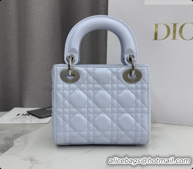 Best Price Dior Classic Mini Lady Dior Bag in Cannage Lambskin M0505 Ice Blue/Silver 2026