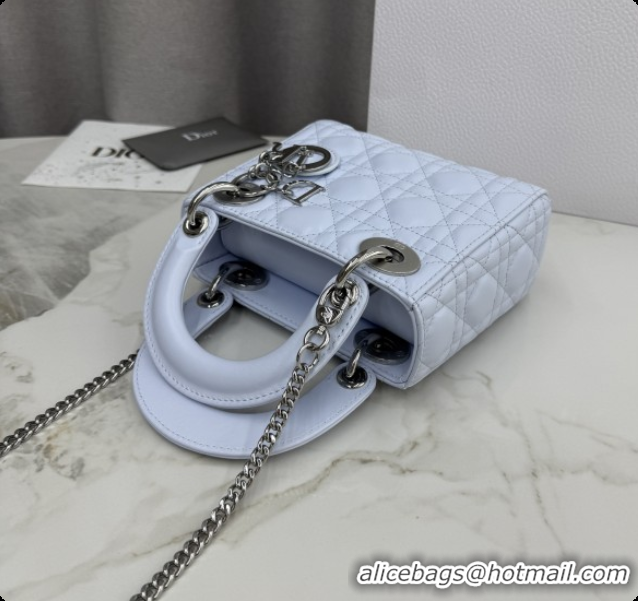 Best Price Dior Classic Mini Lady Dior Bag in Cannage Lambskin M0505 Ice Blue/Silver 2026