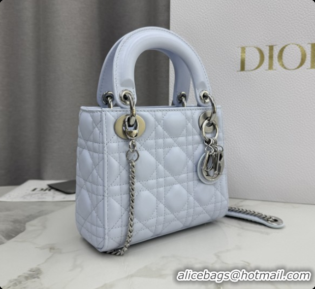 Best Price Dior Classic Mini Lady Dior Bag in Cannage Lambskin M0505 Ice Blue/Silver 2026