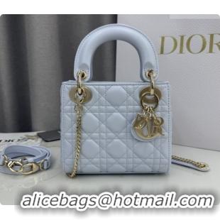 Good Product Dior Classic Mini Lady Dior Bag in Cannage Lambskin M0505 Ice Blue/Gold 2026