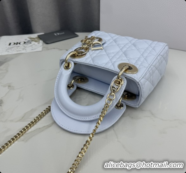 Good Product Dior Classic Mini Lady Dior Bag in Cannage Lambskin M0505 Ice Blue/Gold 2026