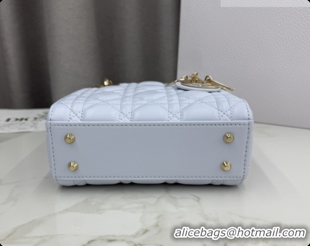 Good Product Dior Classic Mini Lady Dior Bag in Cannage Lambskin M0505 Ice Blue/Gold 2026