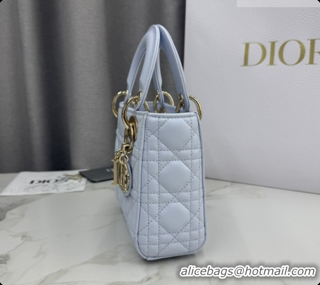 Good Product Dior Classic Mini Lady Dior Bag in Cannage Lambskin M0505 Ice Blue/Gold 2026