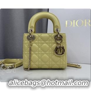 Low Price Dior Classic Mini Lady Dior Bag in Cannage Lambskin M0505 Chick Yellow/Gold 2026