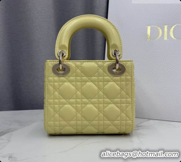 Low Price Dior Classic Mini Lady Dior Bag in Cannage Lambskin M0505 Chick Yellow/Gold 2026