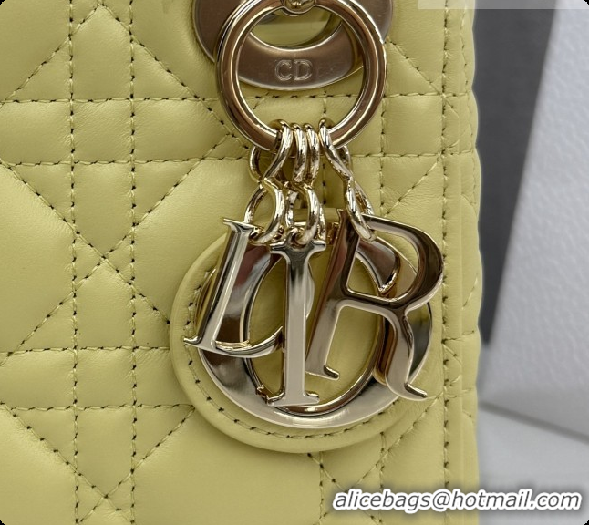 Low Price Dior Classic Mini Lady Dior Bag in Cannage Lambskin M0505 Chick Yellow/Gold 2026
