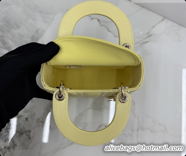 Low Price Dior Classic Mini Lady Dior Bag in Cannage Lambskin M0505 Chick Yellow/Gold 2026