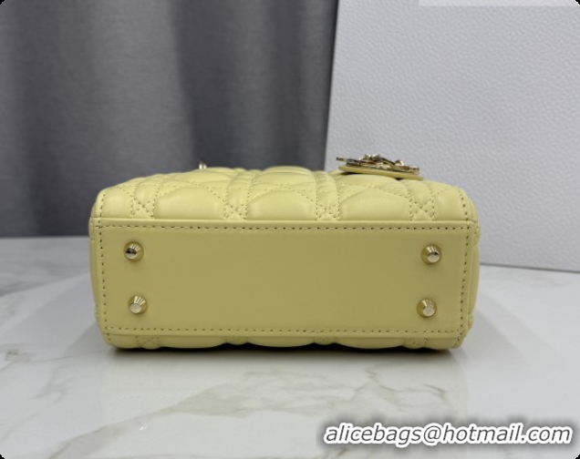 Low Price Dior Classic Mini Lady Dior Bag in Cannage Lambskin M0505 Chick Yellow/Gold 2026