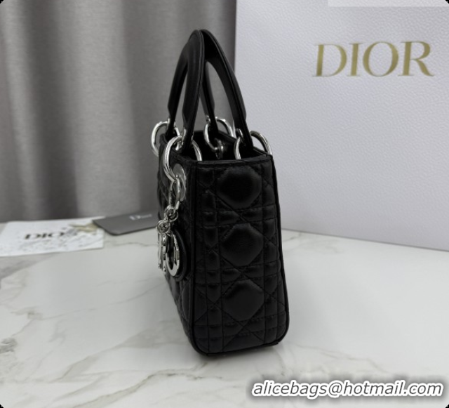 New Design Dior Classic Mini Lady Dior Bag in Cannage Lambskin M0505 Black/Silver 2026