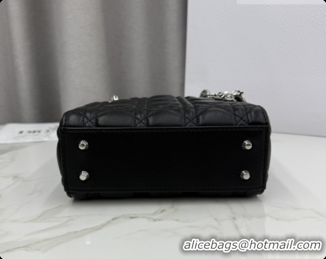 New Design Dior Classic Mini Lady Dior Bag in Cannage Lambskin M0505 Black/Silver 2026
