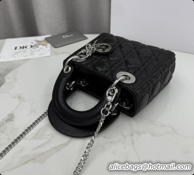 New Design Dior Classic Mini Lady Dior Bag in Cannage Lambskin M0505 Black/Silver 2026
