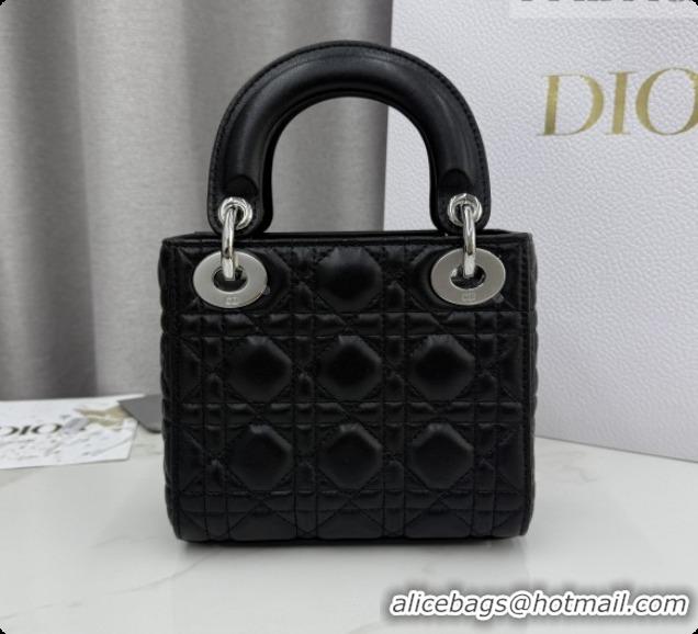 New Design Dior Classic Mini Lady Dior Bag in Cannage Lambskin M0505 Black/Silver 2026