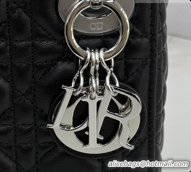 New Design Dior Classic Mini Lady Dior Bag in Cannage Lambskin M0505 Black/Silver 2026