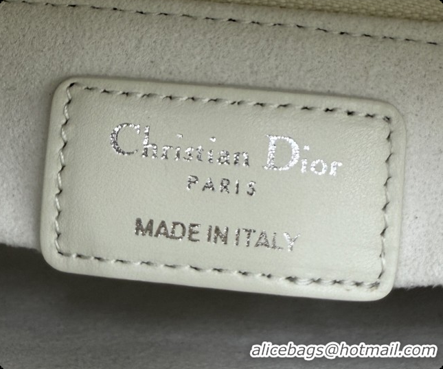 Best Price Dior Classic Mini Lady Dior Bag in Cannage Lambskin M0505 White/Silver 2026