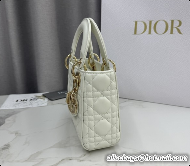 Super Quality Dior Classic Mini Lady Dior Bag in Cannage Lambskin M0505 White/Gold 2026