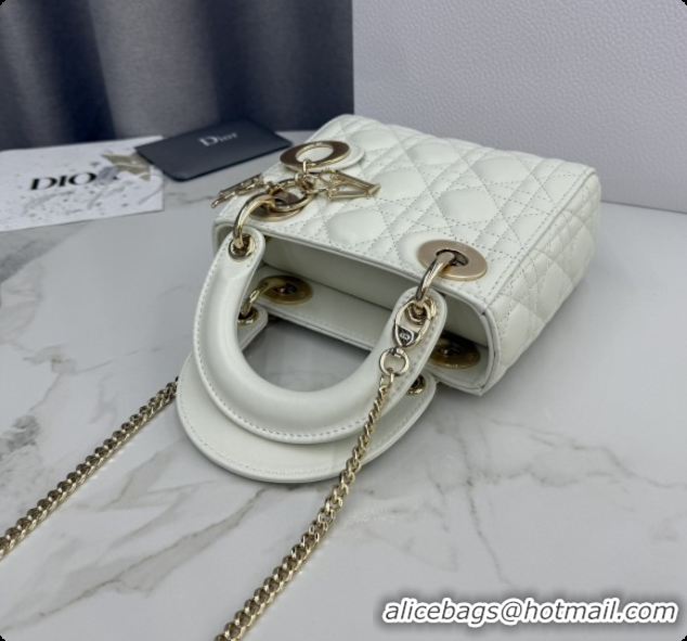 Super Quality Dior Classic Mini Lady Dior Bag in Cannage Lambskin M0505 White/Gold 2026