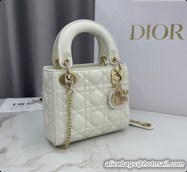 Super Quality Dior Classic Mini Lady Dior Bag in Cannage Lambskin M0505 White/Gold 2026