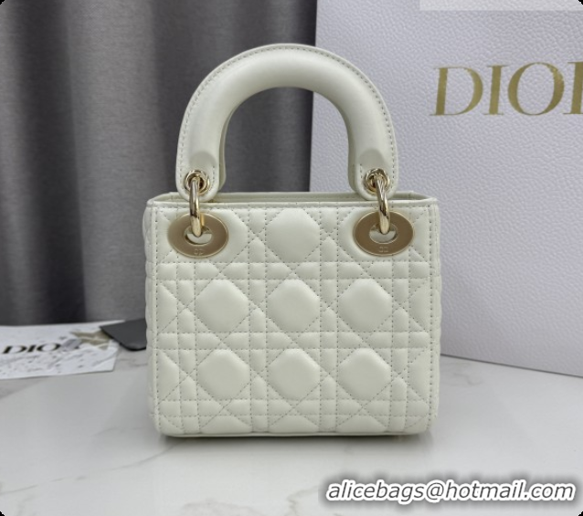 Super Quality Dior Classic Mini Lady Dior Bag in Cannage Lambskin M0505 White/Gold 2026