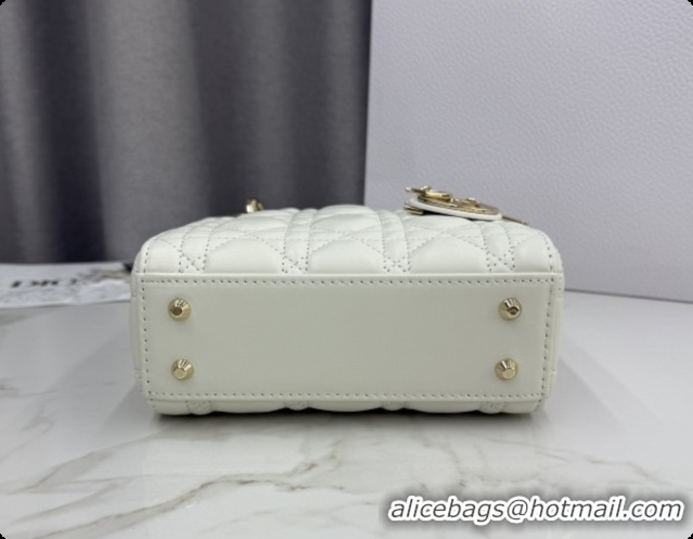 Super Quality Dior Classic Mini Lady Dior Bag in Cannage Lambskin M0505 White/Gold 2026