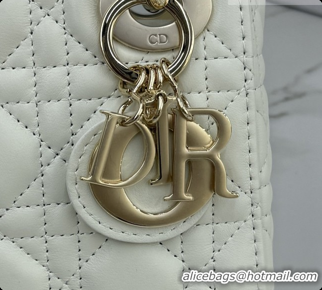 Super Quality Dior Classic Mini Lady Dior Bag in Cannage Lambskin M0505 White/Gold 2026