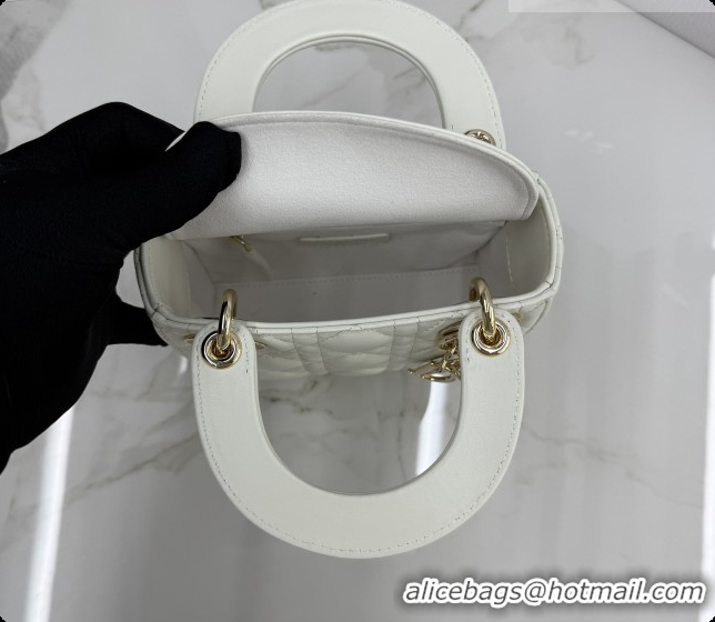Super Quality Dior Classic Mini Lady Dior Bag in Cannage Lambskin M0505 White/Gold 2026