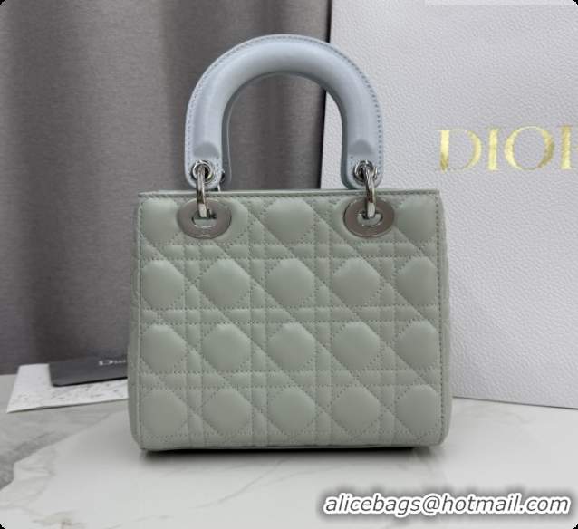 Funny Dior Small Lady Bag in Cannage Lambskin with Bow M0538 Lily Green/Ice Blue 2026