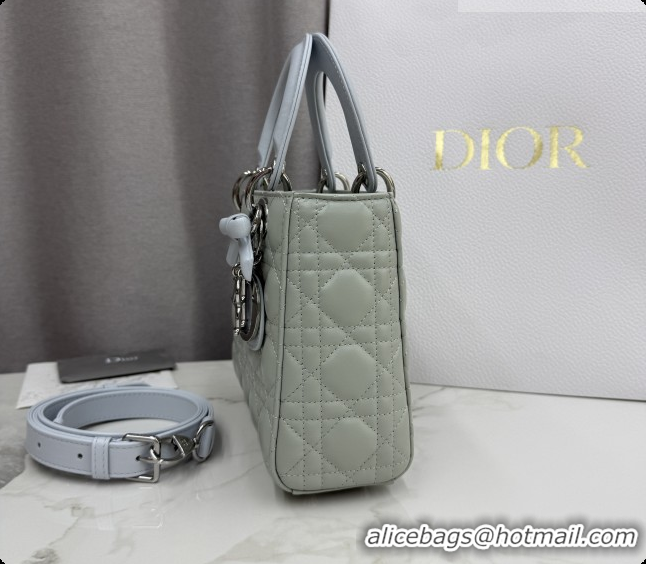 Funny Dior Small Lady Bag in Cannage Lambskin with Bow M0538 Lily Green/Ice Blue 2026