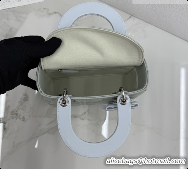Funny Dior Small Lady Bag in Cannage Lambskin with Bow M0538 Lily Green/Ice Blue 2026