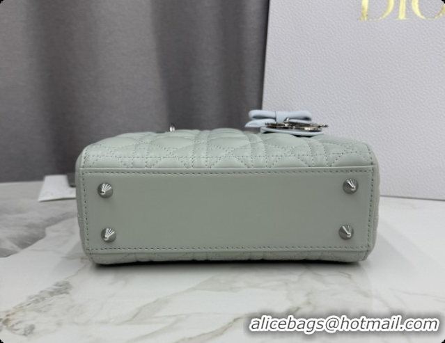 Funny Dior Small Lady Bag in Cannage Lambskin with Bow M0538 Lily Green/Ice Blue 2026
