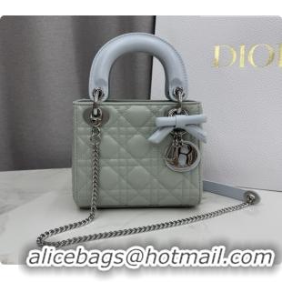 Good Quality Dior Classic Mini Lady Dior Bag in Cannage Lambskin with Bow M0505 Lily Green/Ice Blue 2026