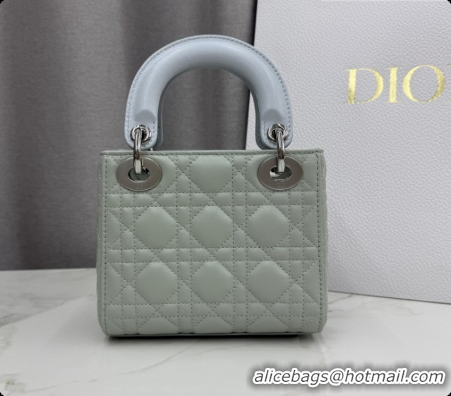 Good Quality Dior Classic Mini Lady Dior Bag in Cannage Lambskin with Bow M0505 Lily Green/Ice Blue 2026