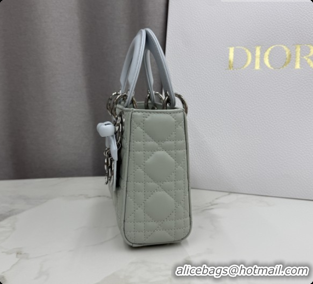 Good Quality Dior Classic Mini Lady Dior Bag in Cannage Lambskin with Bow M0505 Lily Green/Ice Blue 2026