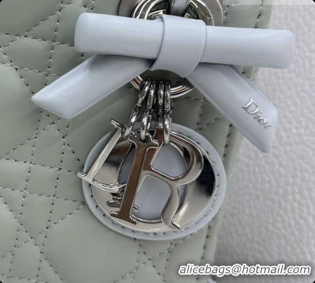 Good Quality Dior Classic Mini Lady Dior Bag in Cannage Lambskin with Bow M0505 Lily Green/Ice Blue 2026