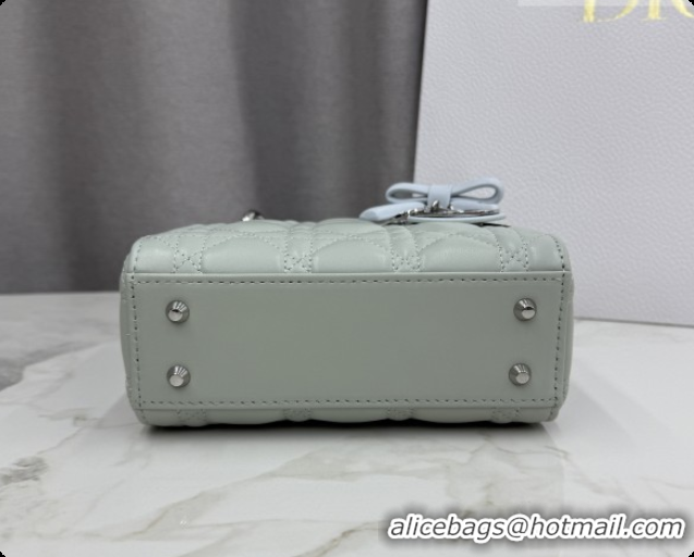 Good Quality Dior Classic Mini Lady Dior Bag in Cannage Lambskin with Bow M0505 Lily Green/Ice Blue 2026