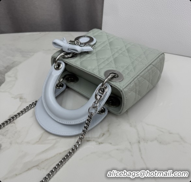 Good Quality Dior Classic Mini Lady Dior Bag in Cannage Lambskin with Bow M0505 Lily Green/Ice Blue 2026