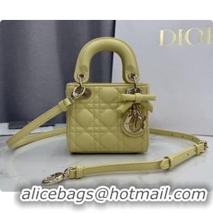 Best Product Dior Mini Lady Dior Bag in Cannage Lambskin with Bow D6603 Chick Yellow 2026