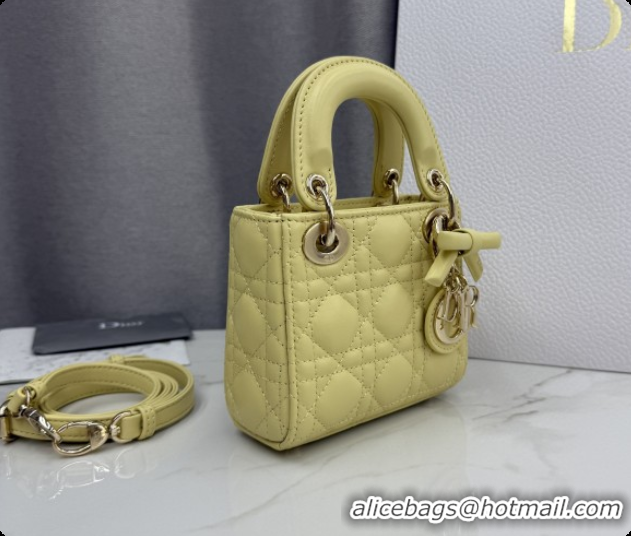 Best Product Dior Mini Lady Dior Bag in Cannage Lambskin with Bow D6603 Chick Yellow 2026