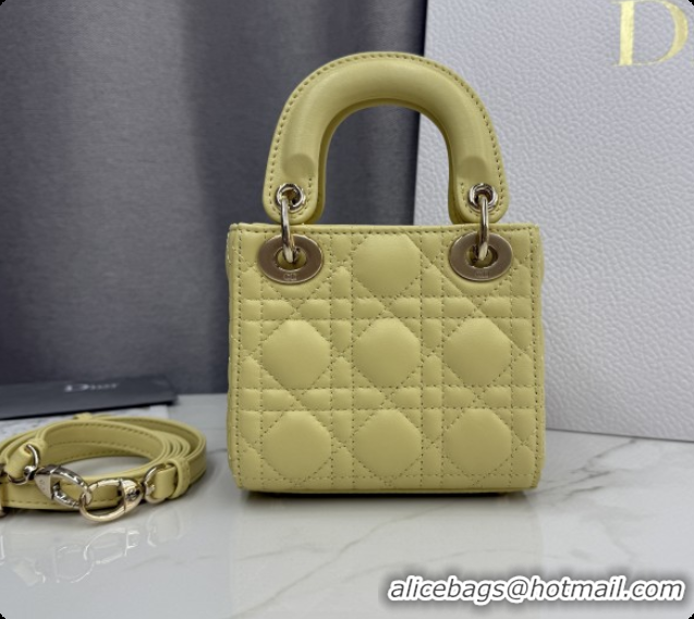 Best Product Dior Mini Lady Dior Bag in Cannage Lambskin with Bow D6603 Chick Yellow 2026