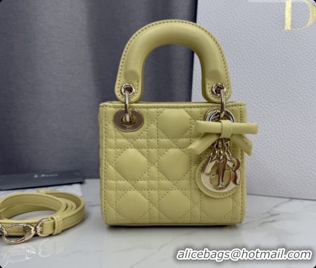 Best Product Dior Mini Lady Dior Bag in Cannage Lambskin with Bow D6603 Chick Yellow 2026