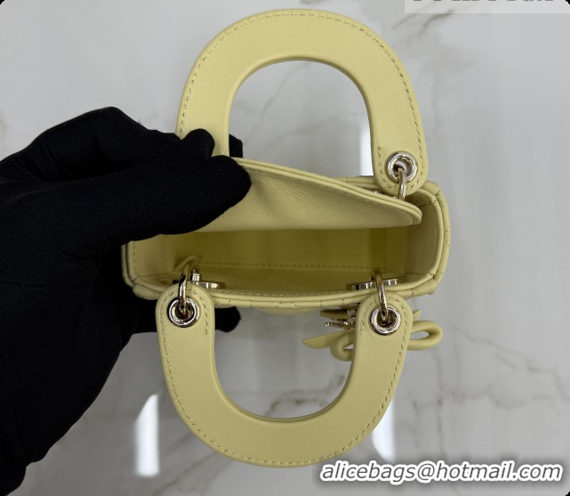 Best Product Dior Mini Lady Dior Bag in Cannage Lambskin with Bow D6603 Chick Yellow 2026