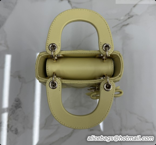 Best Product Dior Mini Lady Dior Bag in Cannage Lambskin with Bow D6603 Chick Yellow 2026