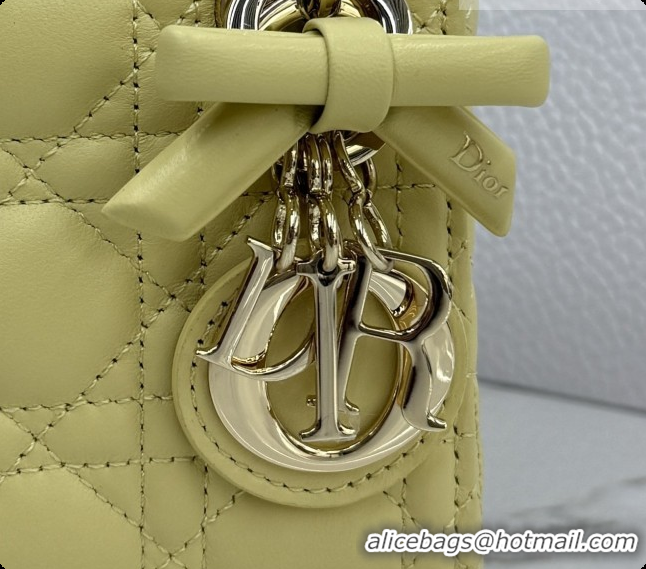 Best Product Dior Mini Lady Dior Bag in Cannage Lambskin with Bow D6603 Chick Yellow 2026