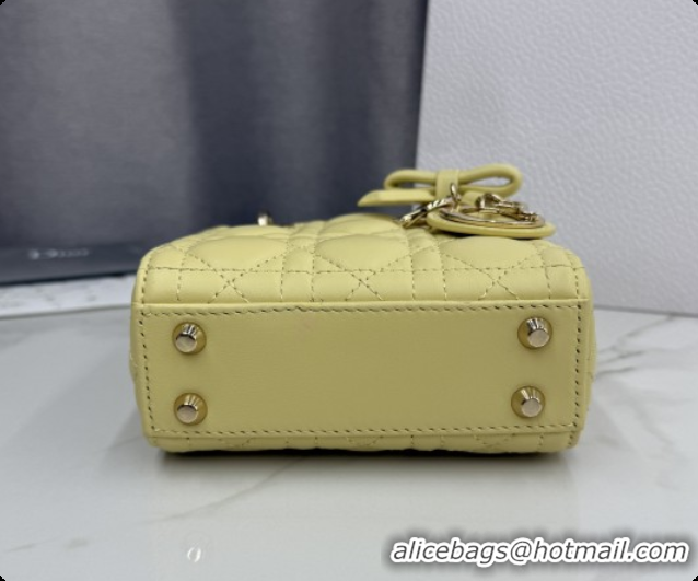 Best Product Dior Mini Lady Dior Bag in Cannage Lambskin with Bow D6603 Chick Yellow 2026