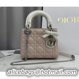 Top Design Dior Mini Lady Dior Bag in Cannage Lambskin with Bow D6603 Soft Pink/White 2026