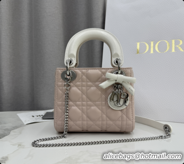 Top Design Dior Mini Lady Dior Bag in Cannage Lambskin with Bow D6603 Soft Pink/White 2026