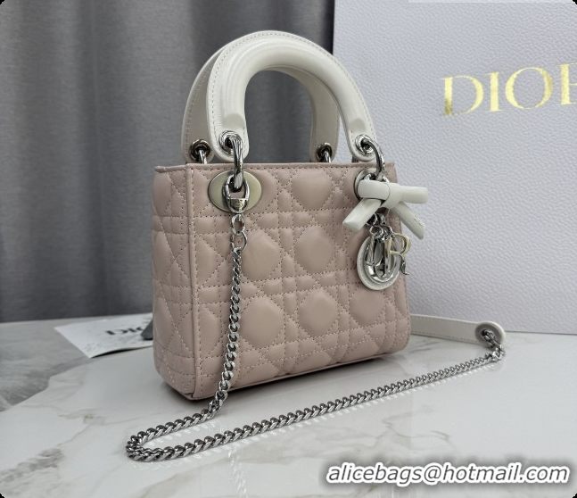 Top Design Dior Mini Lady Dior Bag in Cannage Lambskin with Bow D6603 Soft Pink/White 2026