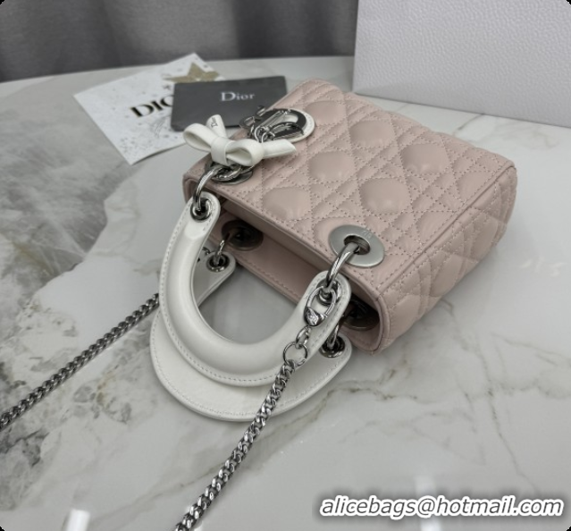 Top Design Dior Mini Lady Dior Bag in Cannage Lambskin with Bow D6603 Soft Pink/White 2026