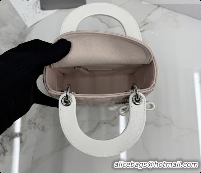 Top Design Dior Mini Lady Dior Bag in Cannage Lambskin with Bow D6603 Soft Pink/White 2026