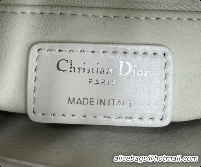 Unique Grade Dior Mini Lady Dior Bag in Cannage Lambskin with Bow D6603 White/Black 2026