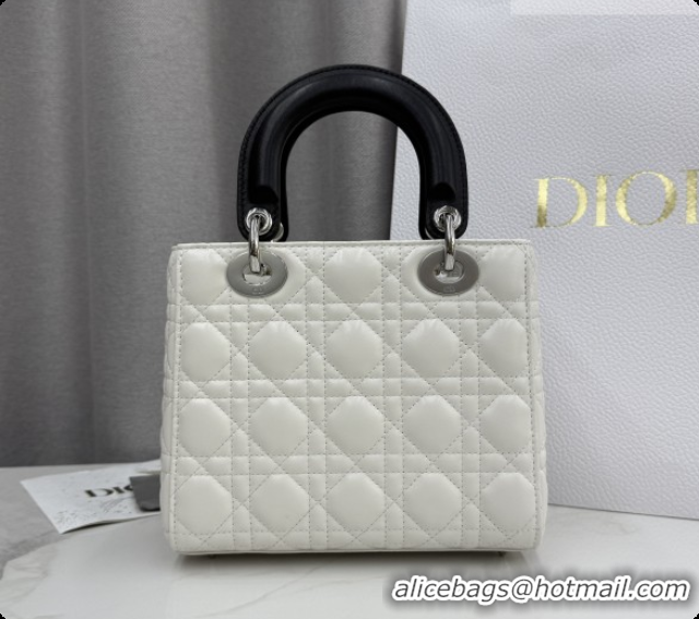 Big Discount Dior Small Lady Bag in Cannage Lambskin with Bow M0538 White/Black 2026